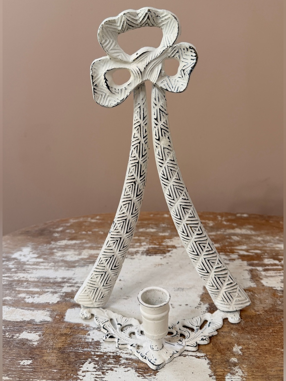 Vintage White Ribbon Wall Candle Holder - Decorative Bow Accent